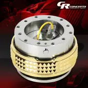 NRG UNIVERSAL ALUMINUM STEERING WHEEL QUICK RELEASE 2.1 GUN METAL/GOLD PYRAMID