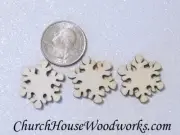 25 SMALL Snowflake Wood Christmas Ornament Supplies, wooden snowflake shapes DIY