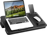 LapGear Elevation Pro Lap Desk with Gel Wrist Rest, Device Ledge, Mouse Pad, Booster Cushion and Phone Holder - Black Carbon - Fits up to 17.3 Inch Laptops - Style No. 88108
