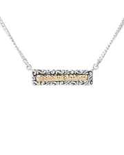 Samuel B. Jewelry Silver & 18K Hammered Bar Necklace