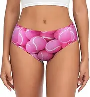 [SAAKE] Bright Red Tennis Balls Print Women's Briefs XS S M L XL XXL 3XL 4XL Plus Size Briefs Bikini Ladies Underpants
