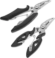HOMSFOU 2Pcs Portable Fishing Scissors Multi Function Pliers Durable Wear Resistant Fishing Shears with Curved Nose Design for Efficient Hook Removal and