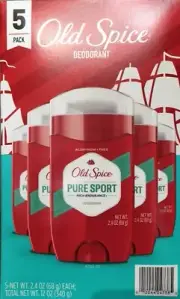 5 pack Old Spice Pure Sport High Endurance Deodorant 2.4 oz each Odor Protection