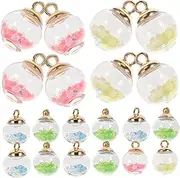 KONTONTY 20pcs Luminous Crystal Ball Charms DIY Pull Chain Pendant Decorative Glass Ball Charms