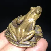 83g Ancient Chinese Handcrafted Brass Exquisite Lotus leaf frog statues gift 20
