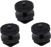 Angoily 3Pcs Hot Shoe Mount Adapter Double Bracket for Tripod and Light Stand Compatible with Microphones and Monitors Nuts for Secure Mounting