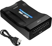 Qneneam SCART to HDMI Converter, Scart to HDMI Adapter 720P/1080P Video Audio Converter with SCART Input Output Supports PAL/NTSC Compatible with HDTV STB VHS Xbox PS3 Sky DVD CRT Blu-ray
