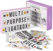ThanKiu2 Cinema Light Box with Letters (Pink)- 252 Letters, Numbers, Symbols & Emojis | Vintage Cinematic Light Up Message and Note Sign – Personalized A4 White LED Lightbox with Extra Long USB