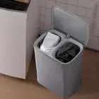 Folding Laundry Basket with Lid Storage Organization Basket for Bathroom