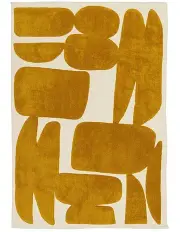 [Miss Amara] Zulema Abstract Washable Wool Rug in Mustard