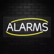 Alarms Sign for Business Displays | LED Flex Neon | 32"W x 13"H x 1"D
