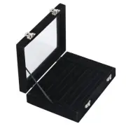 7 Slots Velvet Glass Ring Jewelery Display Storage Box Tray Case Holder Earring