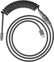HyperX Coiled Cable - Durable Coiled Cable, Stylish Design, 5-Pin Aviator Connector, USB-C to USB-A - Grey