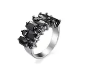 New Exquisite Fashion Multicolored Zircon Princess Cut Ring - Black