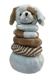 Bearington Baby Collection Waggles Stacker Stackable Plush Toy Blue Puppy NEW