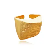 Culturesse Avyana Sterling Silver Bold 2cm Irregular Open Ring 18K Gold Plating