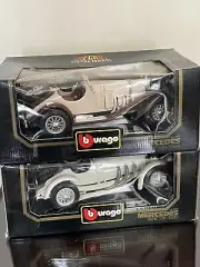 BBurago 1928 1931 Mercedes Benz SSK 1:18 Scale White and Black Made In Italy NIB
