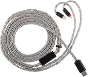 Linsoul Tripowin Zonie HiFi in-Ear Monitor Upgrade Cable, with Omni Mic, 16-Core Silver-Plated SPC Earphone Cable, Type-C/3.5mm Options, 1.25m SPC Tangle-Free Wire (Type-C Plug, 2PIN)