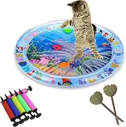 Ocean Breeze Splashland for Cats Dogs,Inflatable Pet Water Bed,(39.37in) Anti-Scratch,Thickened Pets Pad and Cooling Waterbed with Inflator (Color)