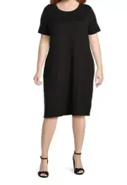 Terra Sky Plus Women’s Crew T-Shirt Black Dress Size 4X (28W-30W)