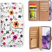 Samsung Galaxy S21 Ultra Wallet Case,Bcov Flowers in Spring Multifunction Leather Phone Case Wallet Flip Cover with Multi Card Slots Pocket Wrist Strap for Samsung Galaxy S21 Ultra