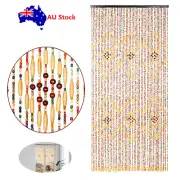 Wooden Room Door Curtain Divider 52 threads Fly Screen Bead String Window Drapes