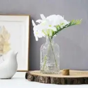 Embossed Fleur De Lis Glass Bottles with Cork Lid,Apothecary Clear Flower Vases