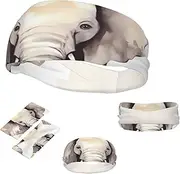 FJWSLCH Elephant and Sunflower Headbands for Women Men Non Slip Workout Sweatbands Adjustable Sports Hair Bands Elastic Head Bands Moisture Wicking Hairband for Running, Cycling, Yoga, Spa
