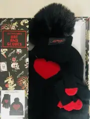Ed Hardy Boxed Gift Set Beanie & Gloves ‘Love Kills Slowly’ Winter Accessories