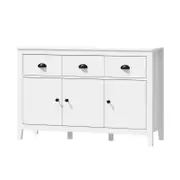 Oikiture Sideboard Buffet Storage Cabinet 3 Doors Cupboard Pantry Kitchen White