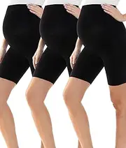 [Leggings Depot] Women's Seamless Maternity Shapewear, Mid-Thigh Pregnancy Underwear, Belly Support, Prevent Chafing, S-XL