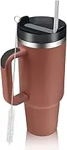 OUOHOME 40 oz Tumbler with Handle and Straw Lid Insulated Reusable Stainless Steel Water Bottle Travel Mug Iced Coffee Cup Travel Mug for Hot and Cold Beverages 40 oz Tumbler with Handle (Red)