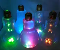在飛比找Yahoo!奇摩拍賣優惠-發光燈泡飲料瓶 400cc創意燈泡瓶 塑膠瓶 電燈泡杯 /飲