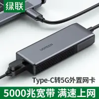 在飛比找蝦皮購物優惠-❇綠聯5g網卡筆記本usbc轉網口typec免驅動5000m