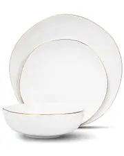 Godinger Andover White 12pc Gold Rim Dinnerware Set, Service For 4