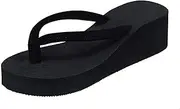 Wide Width Flip Flops for Women 11w Shoes Bohemian Beach Wedges Platform Women's Slippers Ladies Sandals Women's Slipper House Flip Flops with Arch Support for Women (Black, 40)