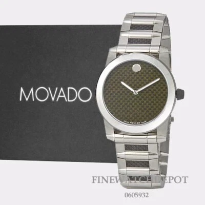 Authentic Movado Vizio Men's Swiss Made Stainless Steel Black Dial Watch 0605932