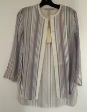NWT BCBG Maxazria Runway "Vivianne" Top French Blue Multi $298 XS