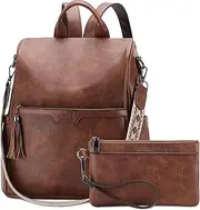 Anti Theft Backpack Purse for Women,RAVUO Fashion Vegen Leather Bag Handbag for Lady with Wallet Purse and Guitar Shoulder Strap