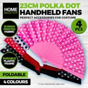 4X Au Hand Held Fan Folding Fabric Plastic Frame Wedding Events Decor 42cm Wide