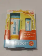 Thinksport Kids Sunscreen Combo Pack SPF 50 Sun Cream 3 Oz SPF Stick 30 .64