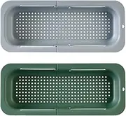 2 Pack Retractable Drain Basket,Adjustable Sink Washing Basket,Dish Drying Rack,Retractable Plastic Strainer Container,Multifunctional Kitchen Drain Frame,for Kitchen
