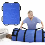 120*100cm BLue-Positioning Bed Pad with Handles Hospital Sheets Transfer Board Belts Patient Lift Elderly Assistance Incontinence Mattress,Washable