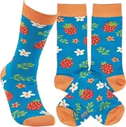 [Primitives by Kathy] Novelty Socks - Strawberry Art, One Size, Unisex, LOL Collection, Multi