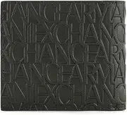 [Armani Exchange] Men's Essential, Jim, Embossed Jumpsuit Logo bi-fold Wallet, Peat, One Size, Peat, One Size