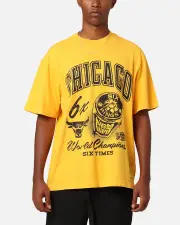 [MITCHELL & NESS] Mitchell & Ness Chicago Bulls Rings T-shirt Ochre - Size L L Ochre