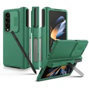 Nillkin CamShield Samsung Galaxy Z Fold 4 Fold4 5G Slide Camera Back Protective S Pen Holder 360° Fiber Cover Kickstand With S-Pen Pocket (Green)
