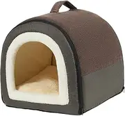 Pet Cat Dog House 2 in 1 Dog Cat Bed Foldable Soft Kennel Bed Cat Nest Puppy Cave for Kitten, L