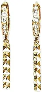[JewelryWeb] 14k Yellow Gold CZ Simulated Diamond Chain Hinged Long Drop Dangle Earrings 29x12mm-Dangle Earring for Women and Men