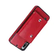 For Samsung A10S Wallet Back Cover, PU Leather Case With Card Holder Phone Case - Red